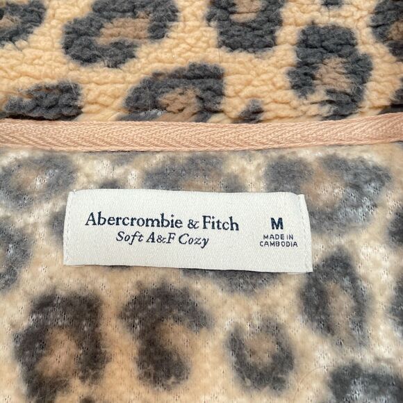 Abercrombie & Fitch Sherpa Fleece Sweater Medium Cheetah Leopard Soft A&F Cozy - Picture 6 of 10